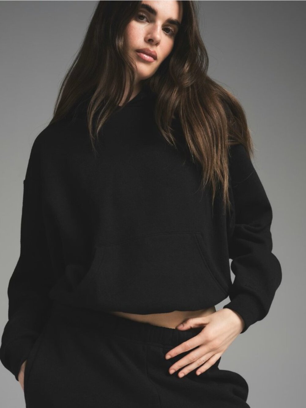 SKIMS Cotton Fleece Hoodie Black